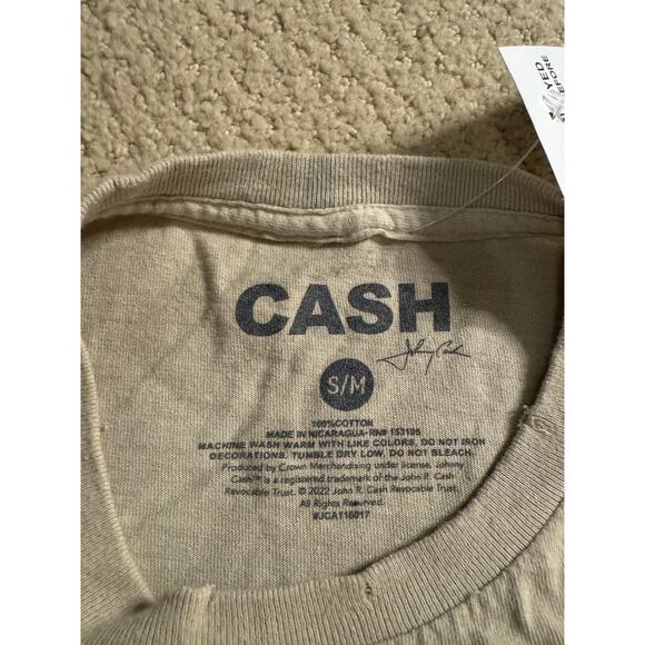 NWT Fashion Nova Johnny Cash Walk the Line Beige Tee - Picture 4 of 5